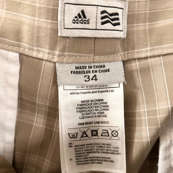 Adidas Plaid Chino Golf Shorts Men’s Size 34 Tan Pockets Casual Lightweight - Picture 4 of 7